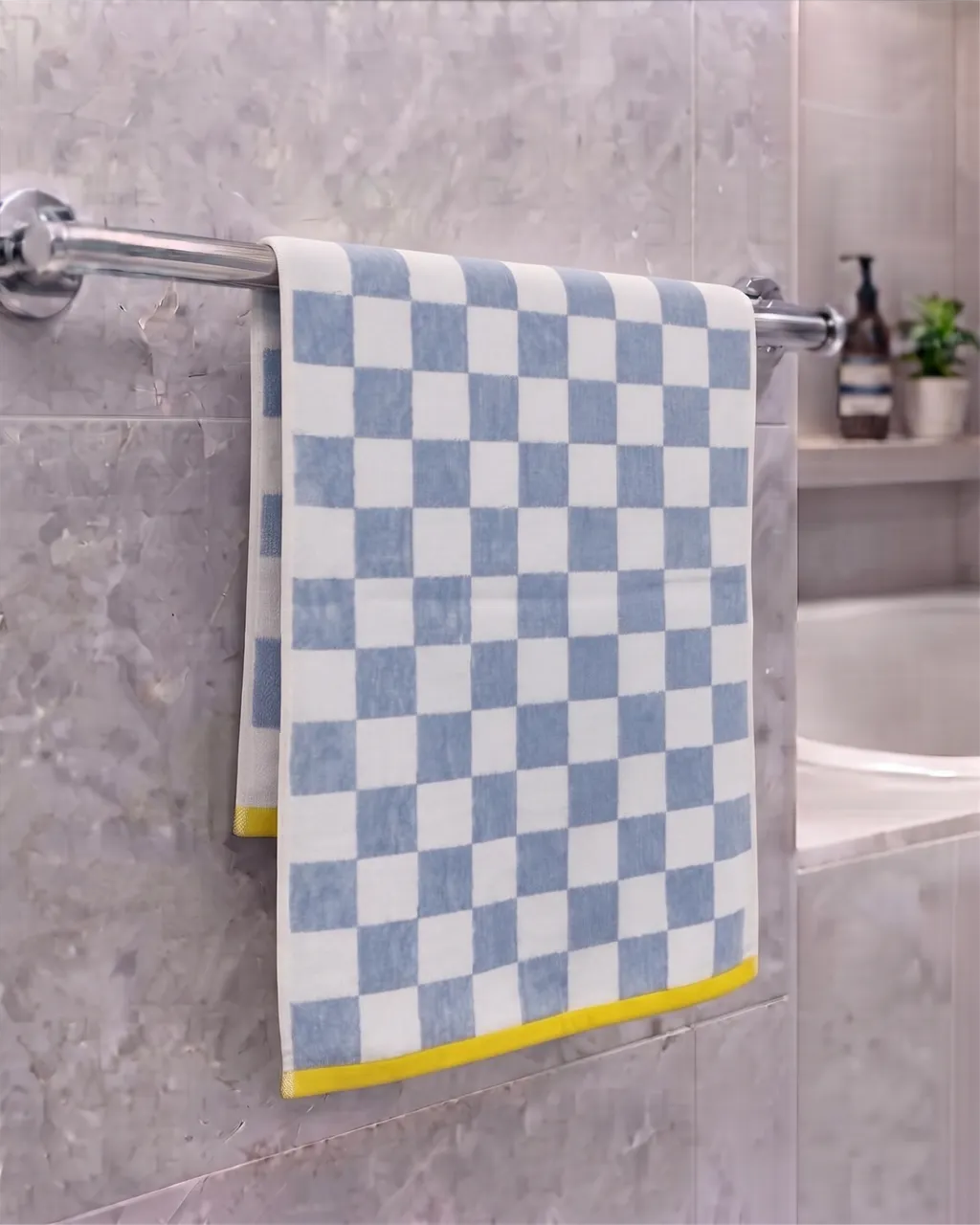 344021 Cotton Semi Bath Towel – Premium Checkered - Image 1